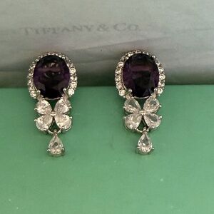Elegant GemsNY Amethyst & Clover Earrings 14k white gold